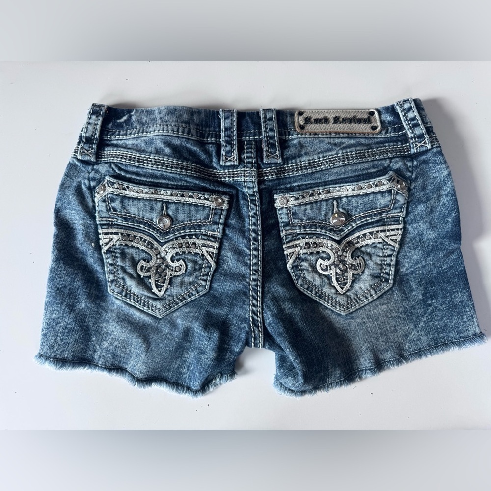 Rock Revival Distressed Bling Rhinestone Denim Jean Shorts Women’s Size 29